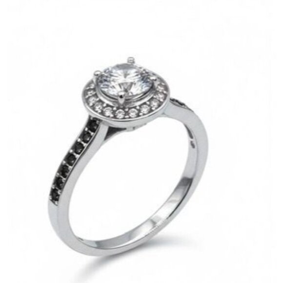 Size 7 ring, stamped 55, clear stones silver color band - Picture 11 of 11